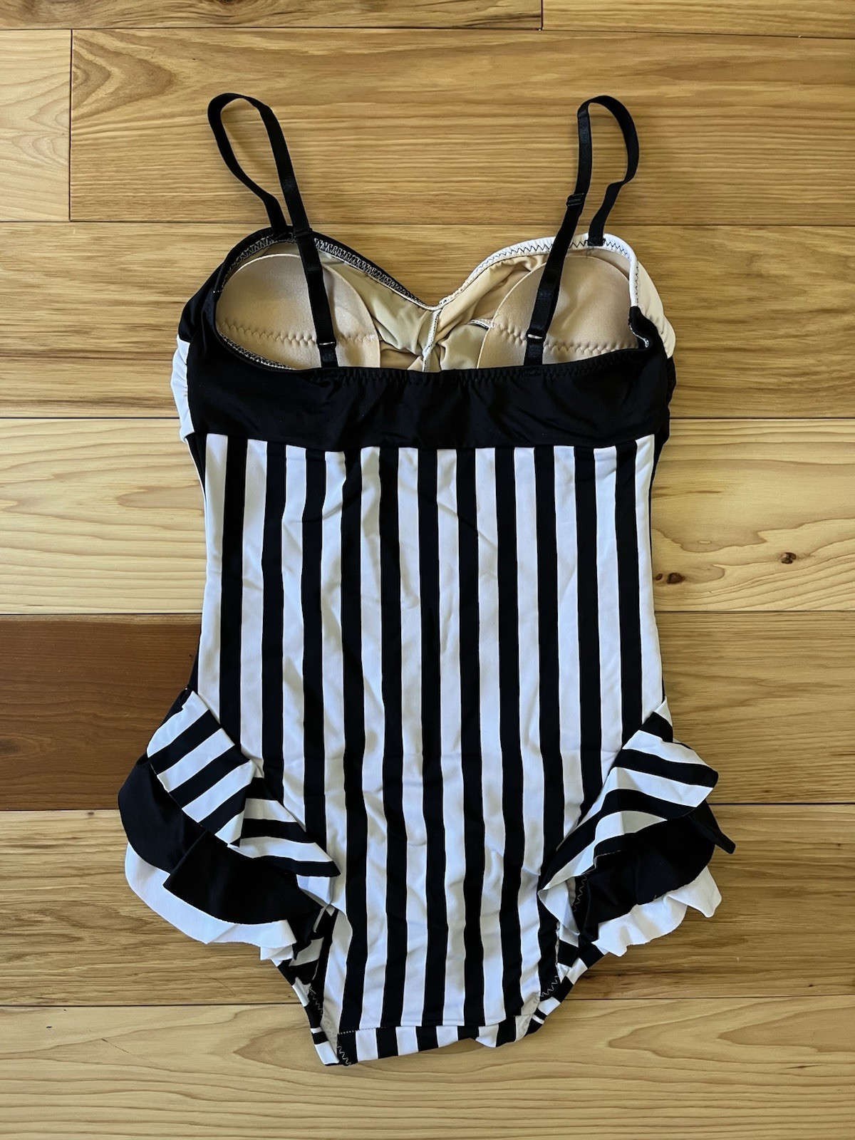 Harmony Threads Vertical Stripe Aerial Costume With Twist Top XS Black & White