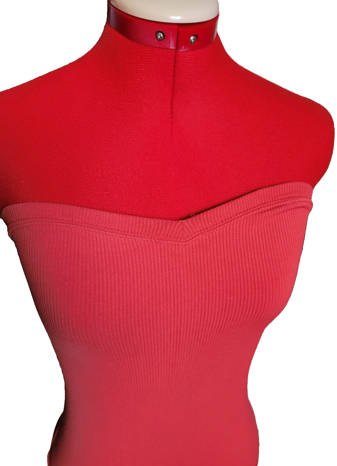 Abercrombie Coral Pink Ribbed Strapless Sweetheart Stretch Leotard Bodysuit M