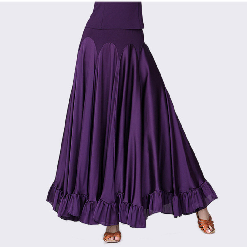 Ladies Swing Satin Skirt Ballroom Modern Waltz Tango Dance Costume Fairy Chic