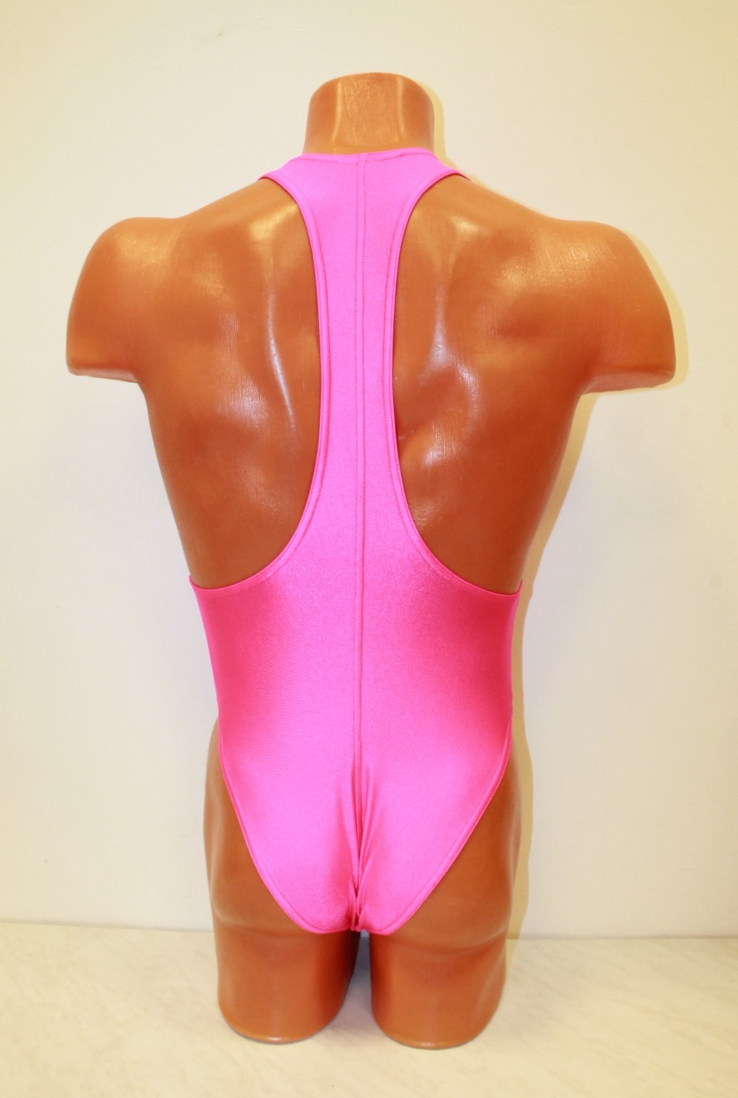 Men Leotard 152-05 Racerback Bottom Half Closed Hot Pink Spandex Size L