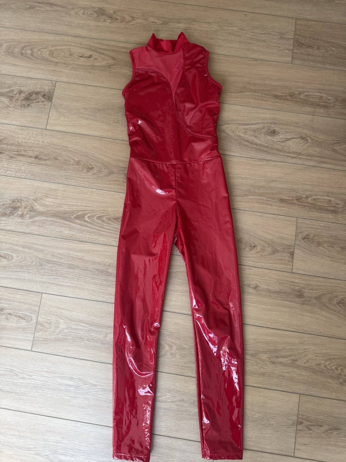 WEISSMAN Elite Dance Costume My Prerogative High Shine Faux Red Leather Sz SA