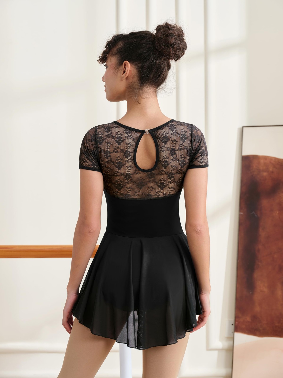 Women Dance Ballet Leotard with Skirt,Adult Lace Short Sleeve Ballerina Dance…