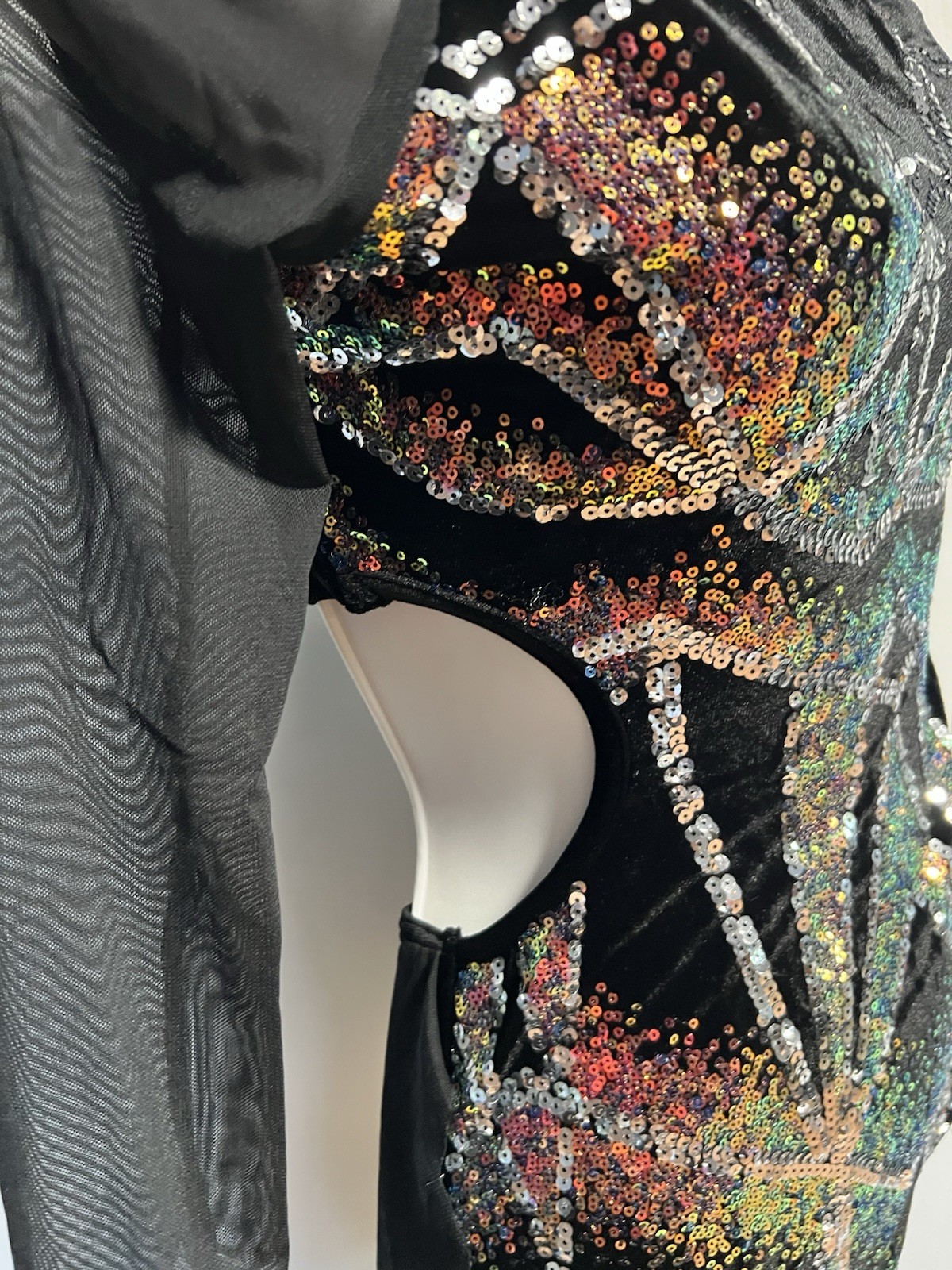 Weissman Elite Black And Holographic Sequence Dance Costume Size Small