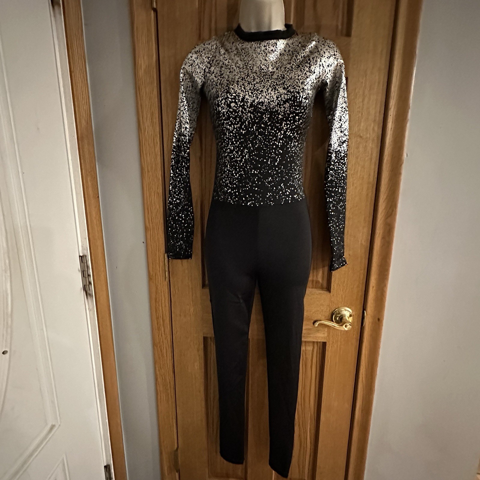 NWOT Weissman Toccata Metallic Speckled Long Sleeve Unitard Dance Costume MA