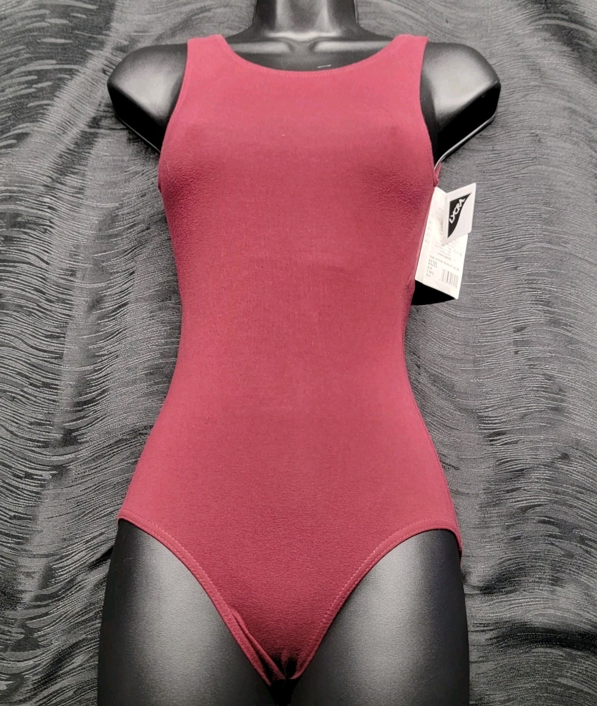Capezio High Neck Leotard Burgundy High-neck High Scoop Front & Back SZ. XS-A