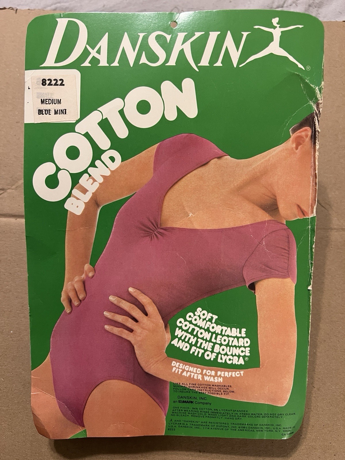 VTG Danskin 80s Cotton Blend Leotard Rare Mint Blue Seafoam 8222 Retro Adult Xs