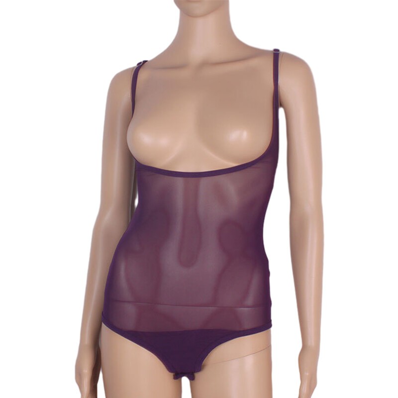 Women Belly Dance Body Stocking Sleeveless Stretch Mesh Sling Leotard Bodysuit