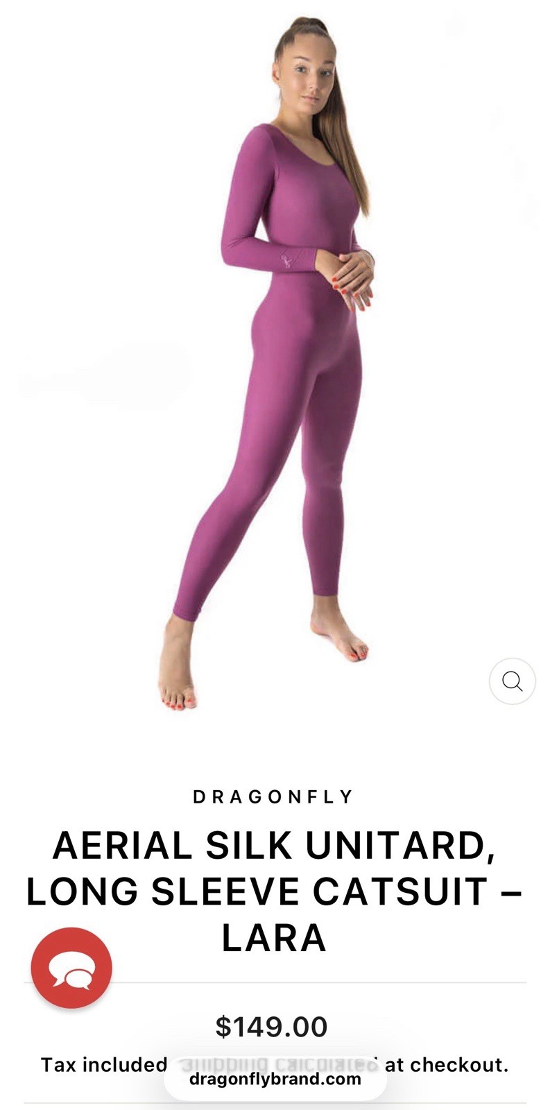 Dragonfly Women’s Lara Aerial Silk Solid Long Sleeve Unitard Catsuit Ruby Size M