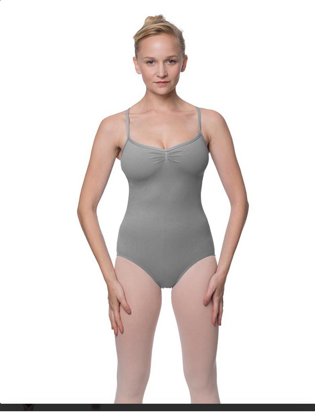 Lulli Ladies Camisole Crisscross Cotton Leotard Grey size Small NWT
