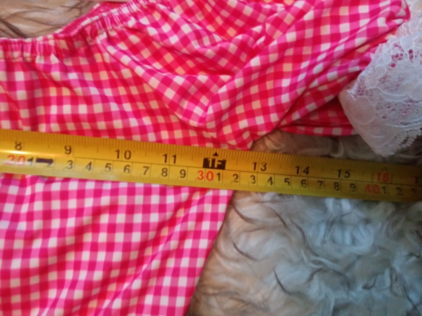 VGUC A Wish Come True Adult Small leotard pink gingham cowgirl and hair tie set