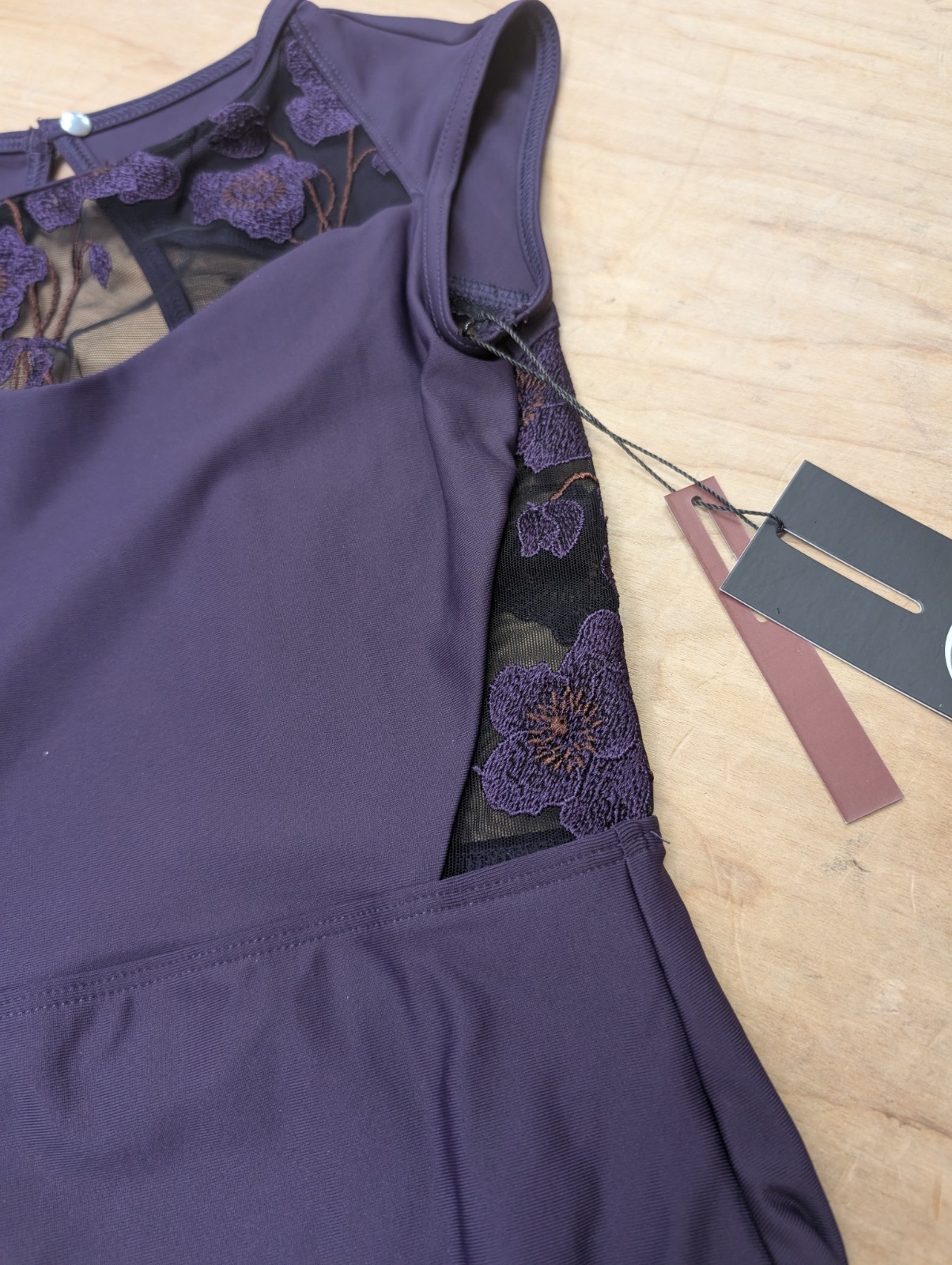 Wear Moi Muscari Purple With Purple Floral Mesh Lace Cap Sleeve Leotard Ballet