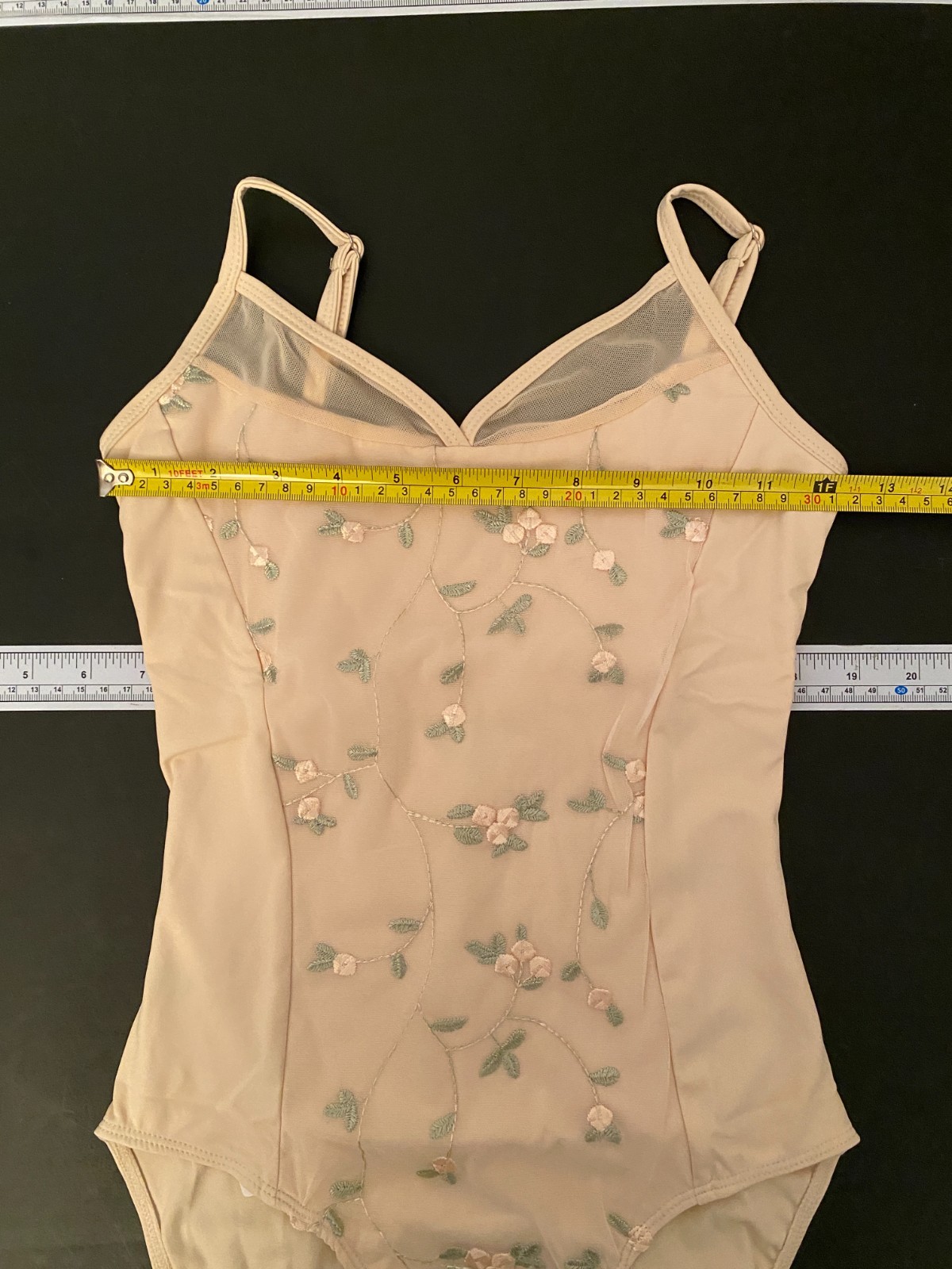 Embroidered Ballet Dance Leotard Camisole Strap Beige Practice Adult All Sizes