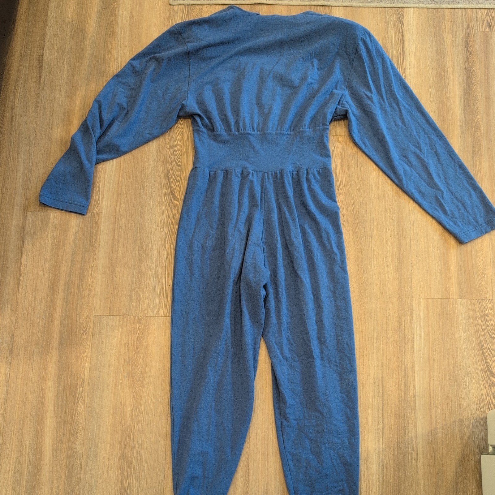 Vtg 80s 90s M blue One Piece Yoga Aerobics Jazzercise ballet stirrup pants retro