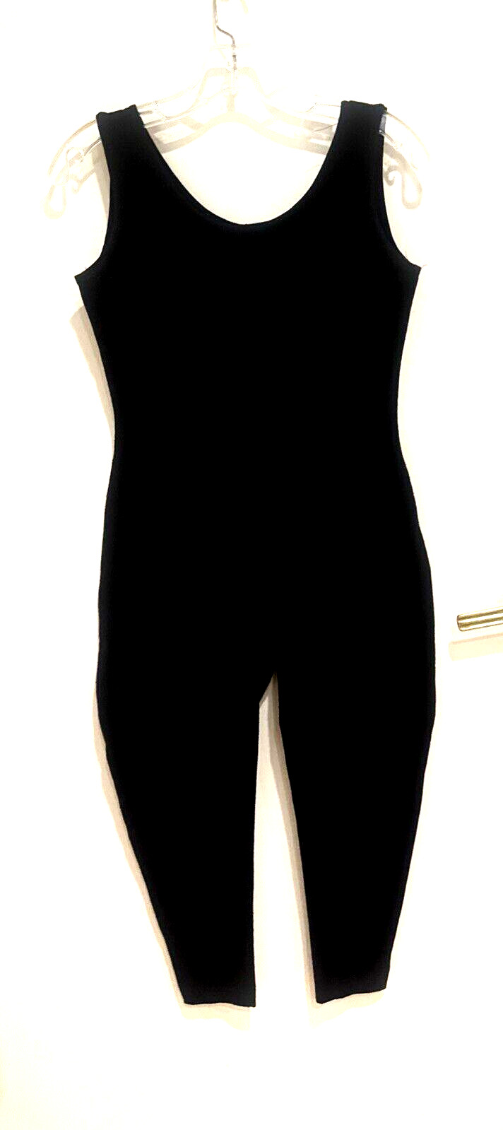 Leotard L Black Cotton Finished Acrylic+Spandex Sleeveless Capri Legs Scoop USA