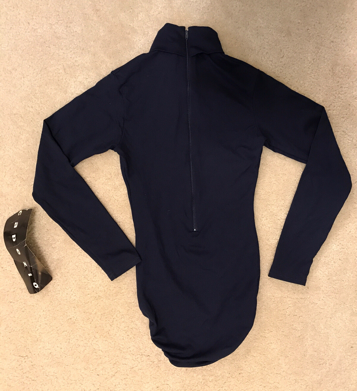 NWT! (Lot Of 2) Women’s Capezio Navy Blue/White Zip Up High Neck Leotards Sz S
