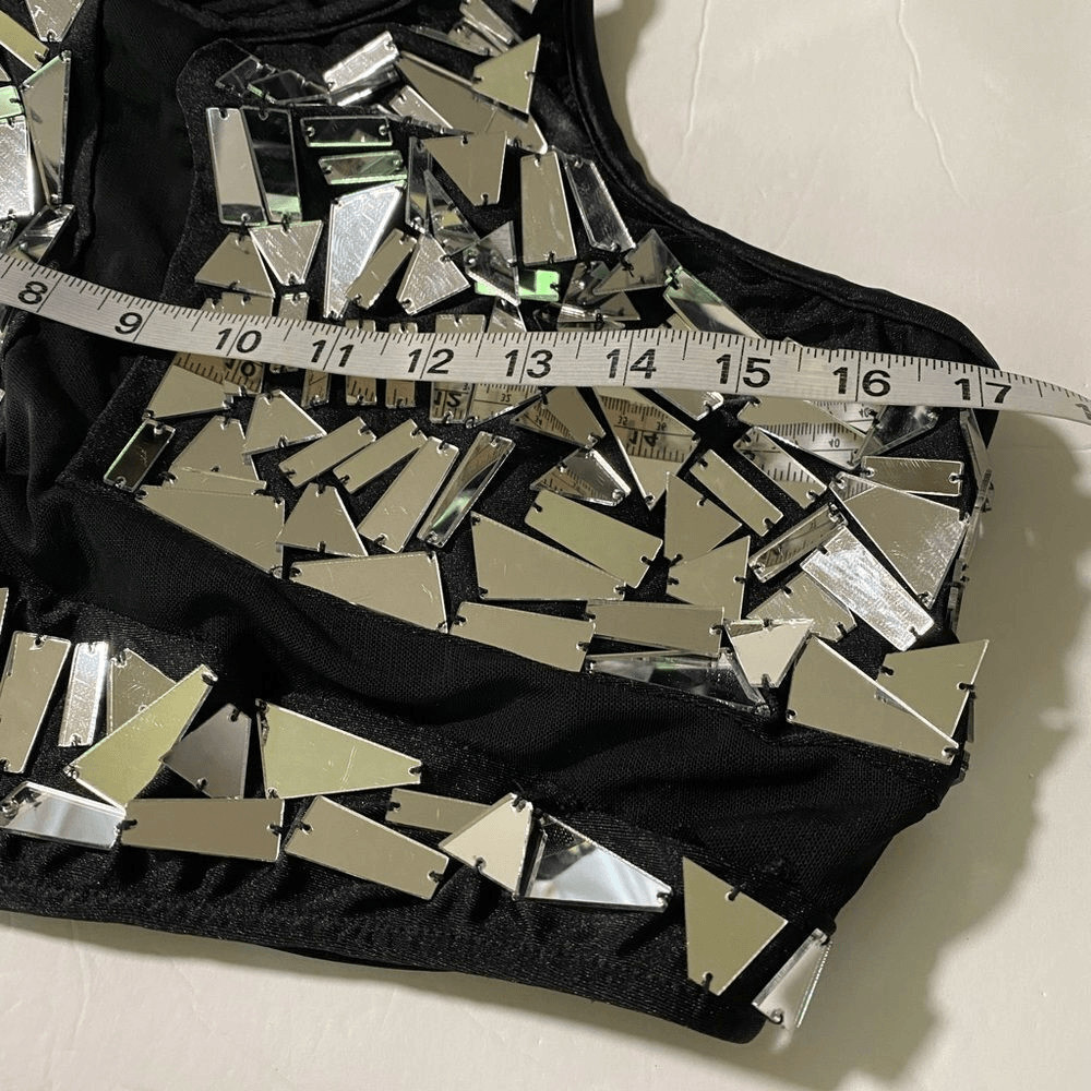 Glamour Green Mosaic Rhinestone 2 Piece Dance Costume Solo Jazz Contemporary XL