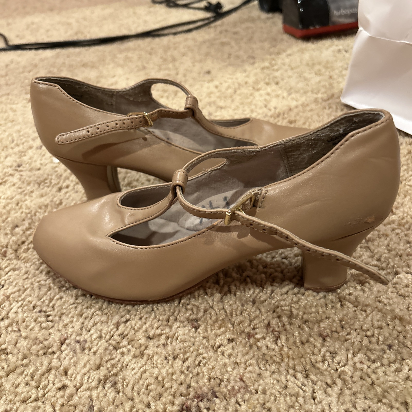 Capezio t strap women’s shoes character nude dance ballroom Footlight