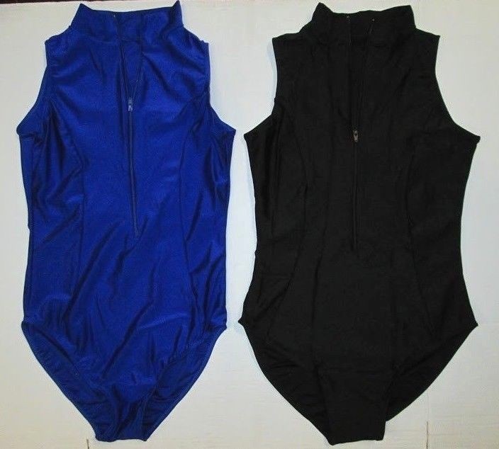New Zip Leotard MA or LA Dance Ballet Jazz Costume Navy or Gray Mock Turtleneck