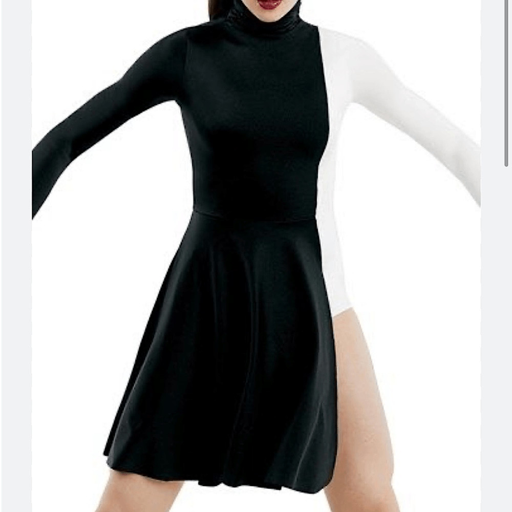 Weissman Dance Costume black color block and white dress Make It Rain 10920-AXS