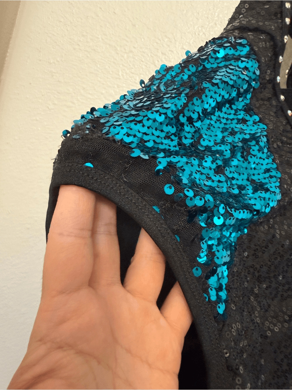 Glamour Solo Dance Costume Blue Black Embellish 5549 MA Adult Jazz Contemporary
