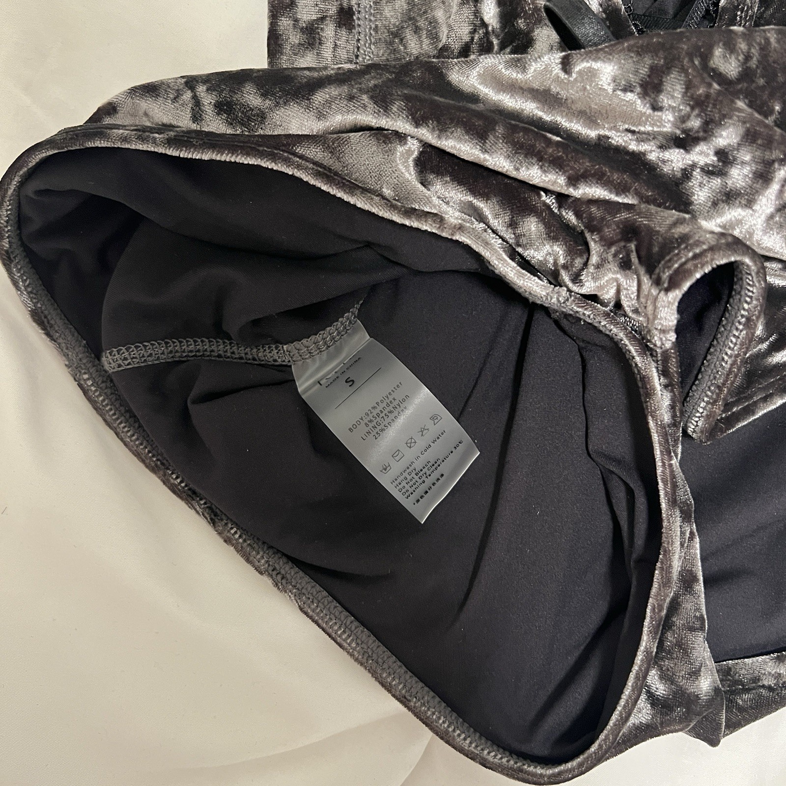 Typha Women’s Charcoal Gray Strappy Velvet Ballet Leotard Size S