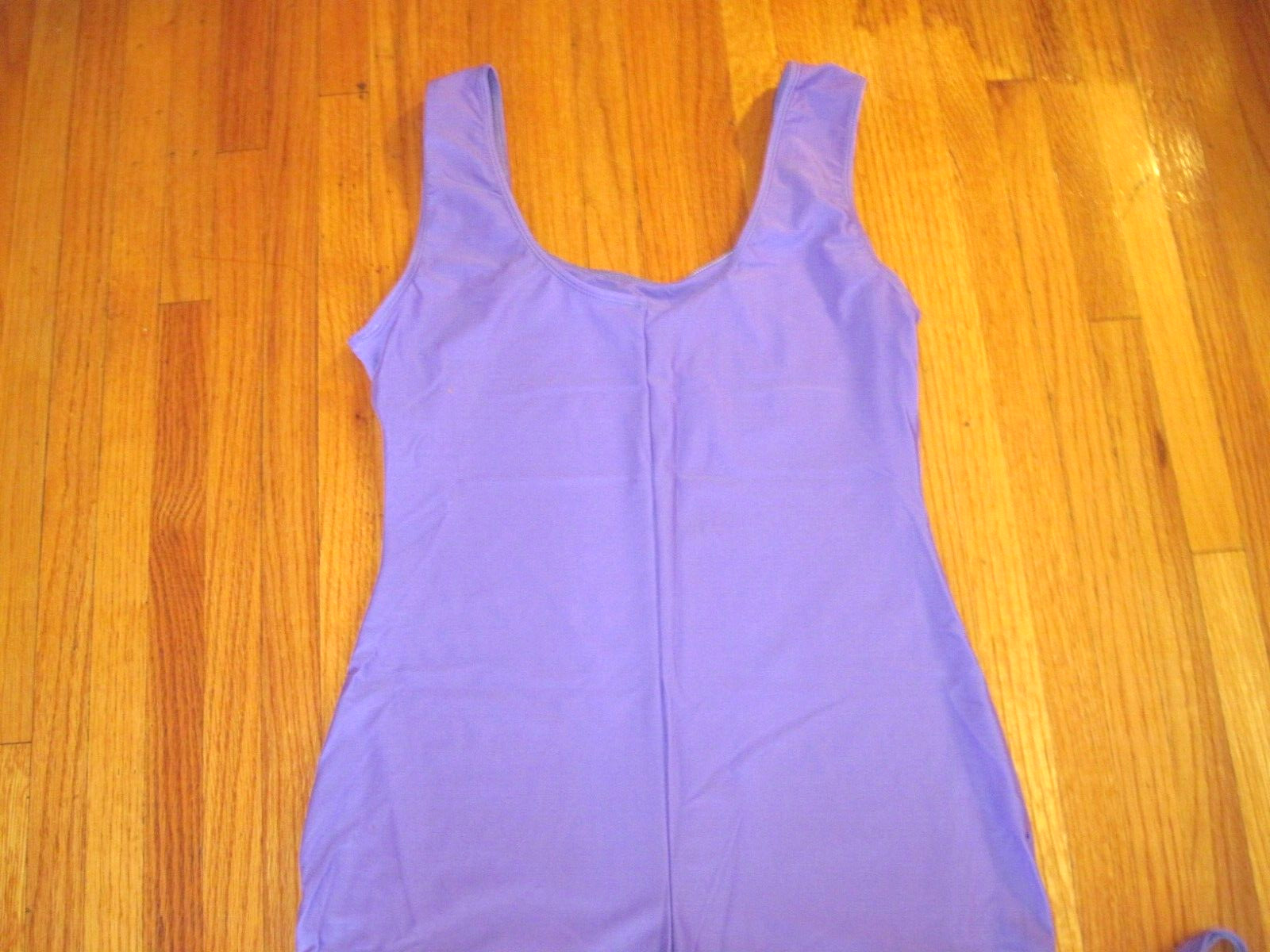 Plus Size Shiny Violet Tank Spandex Stirrup Foot Unitard Jumpsiut Sz 3XL-18+ New