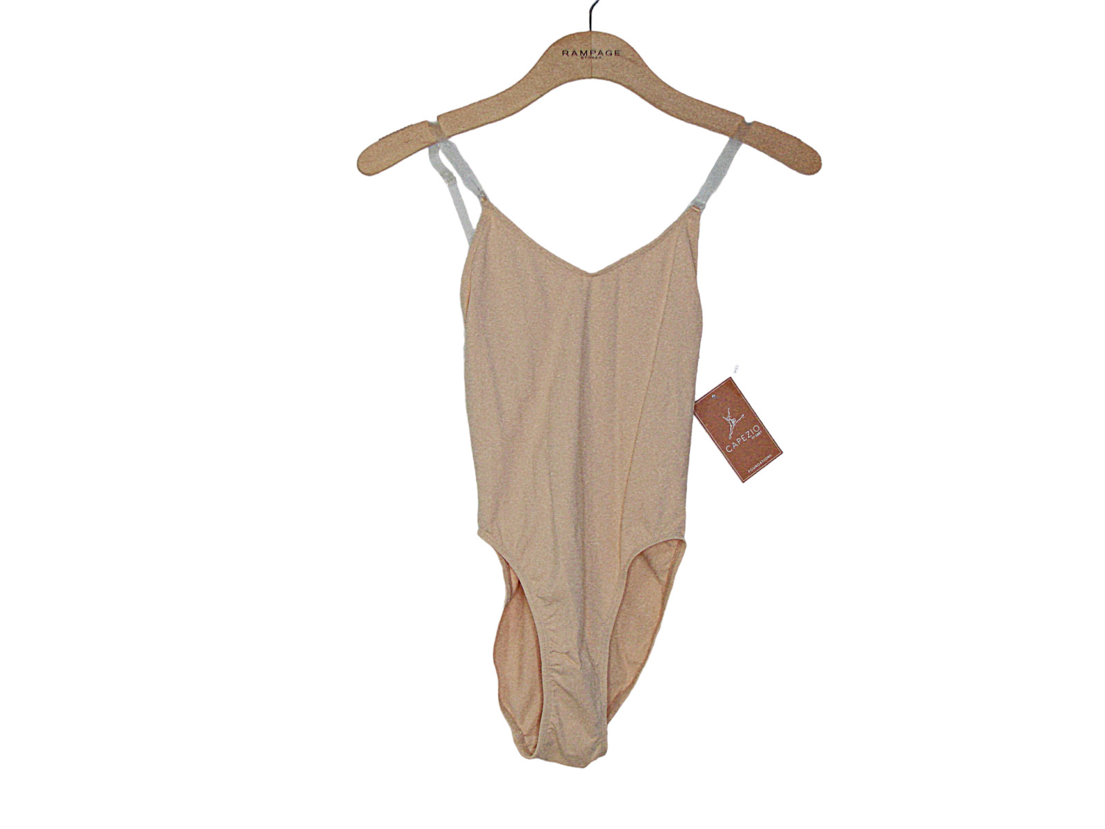 Capezio Womens Nude With Clear Camisole Adjustable Straps Leotard Bodysuit Sz M