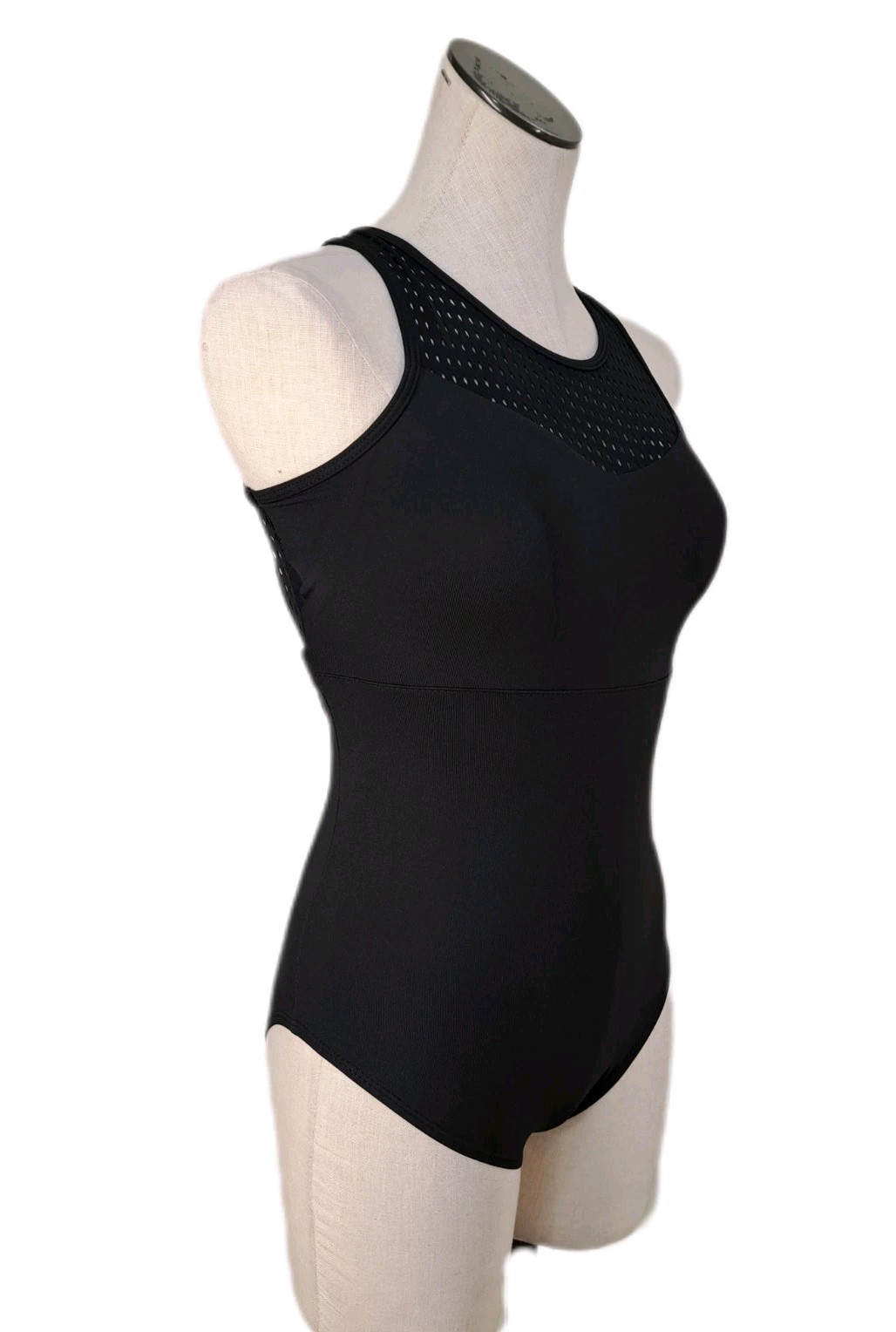Aja VTG Strappy Crossback Belted Mesh Tank Leotard Black Women’s AS Size S