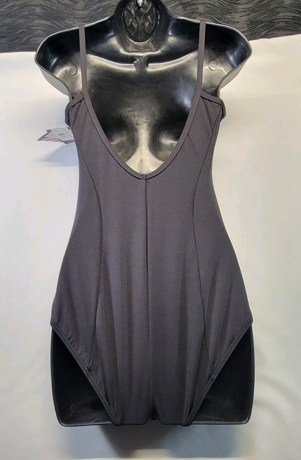 Motionwear Princess Center Seam Camisole Leotard Black Front/Back Scoop SZ XL-A