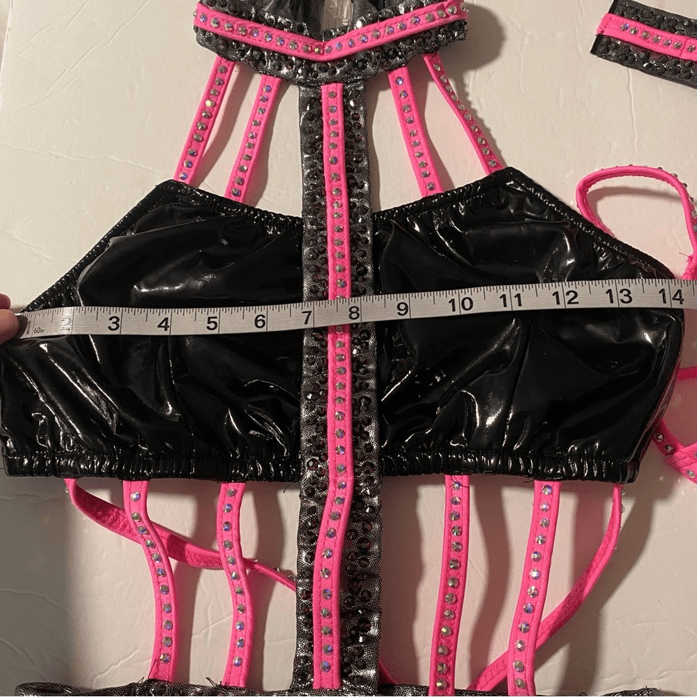 Glamour mature faux leather goth grunge studed Dance costume solo Dirty Diana SA