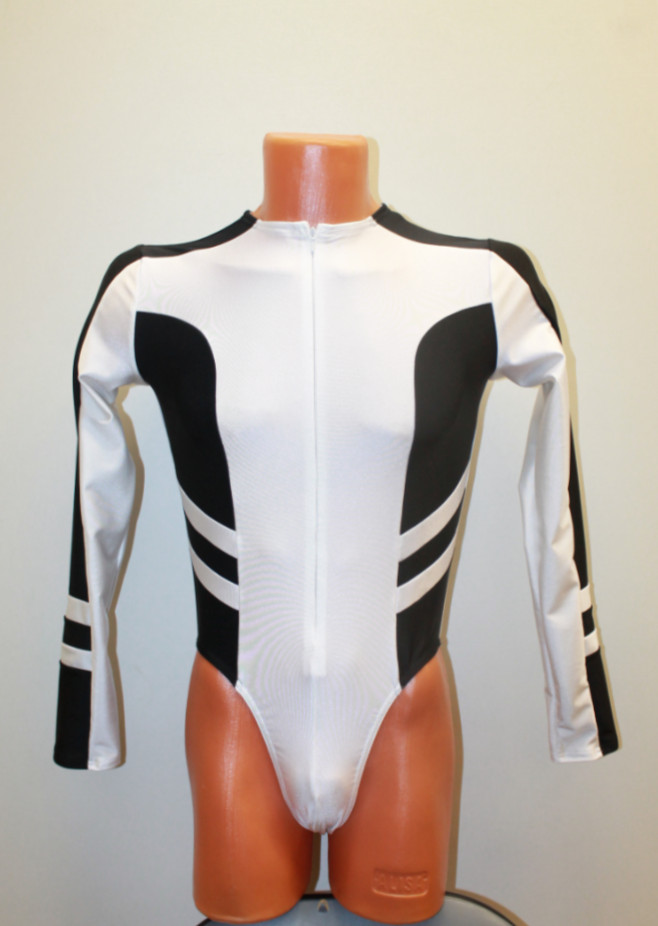 Men Leotard 159-20 Long Sleeve Zipper Back Bottom Closed Spandex Size M