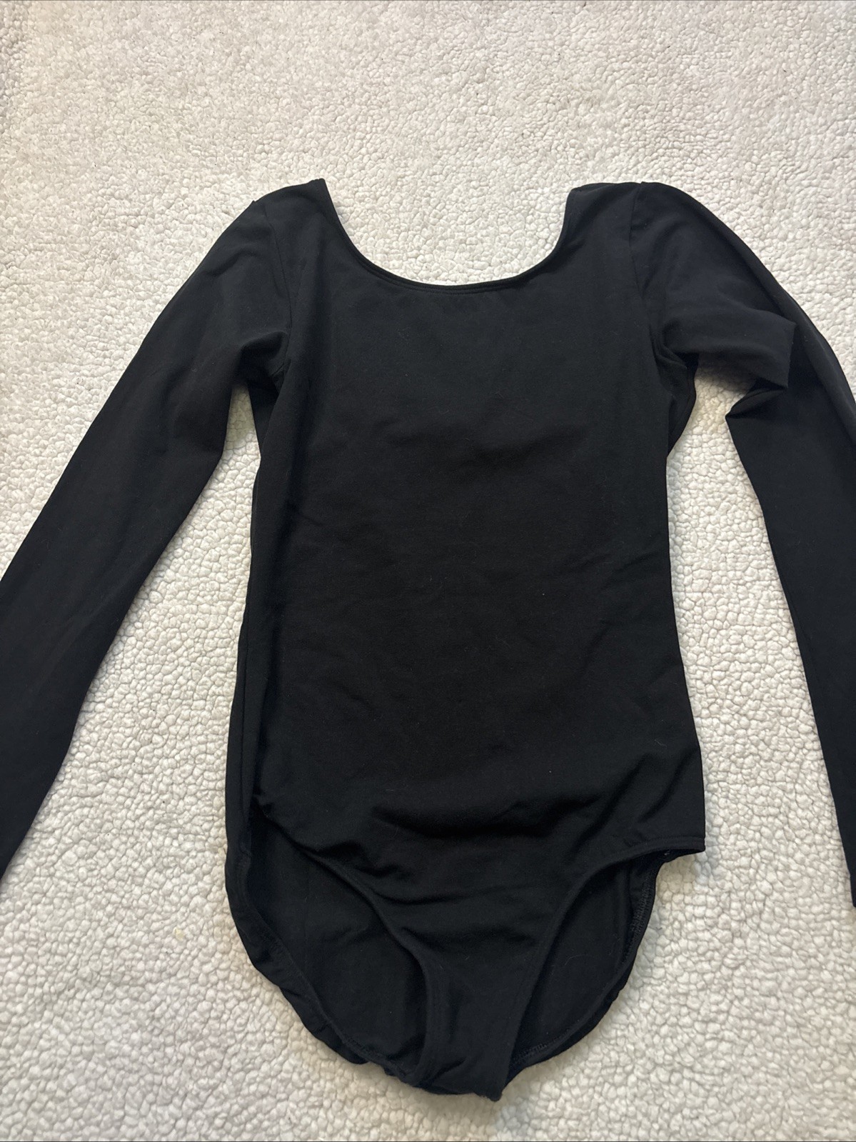 Eurotard Leotard Adult L Black Long Sleeve Scoop Neck Nylon Spandex