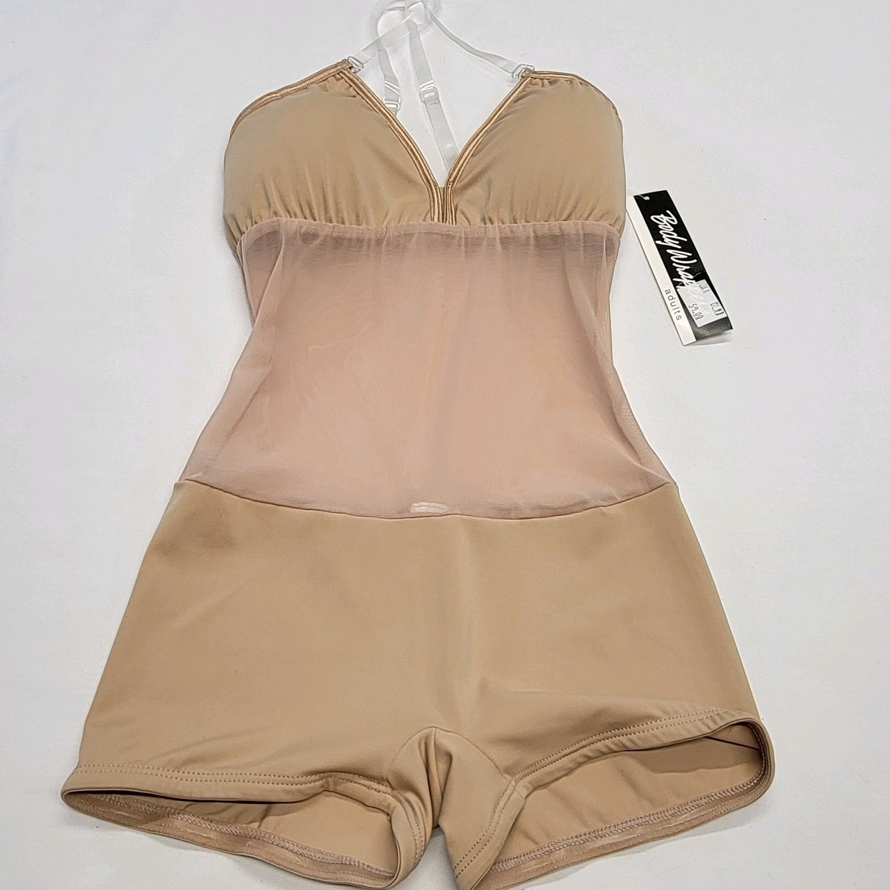 Body Wrappers Camisole Convertible Biketard Beige PowerMesh Midsection SZ MA