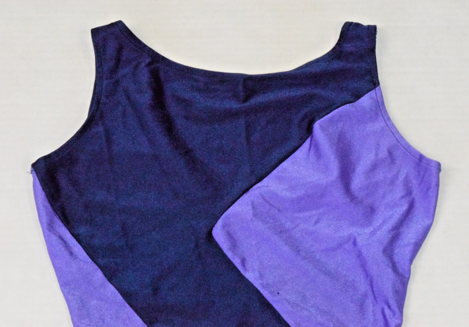 Vintage Leotard Flexatard Gilda Marx 70s Violet Navy Diagonal Shimmer Made USA