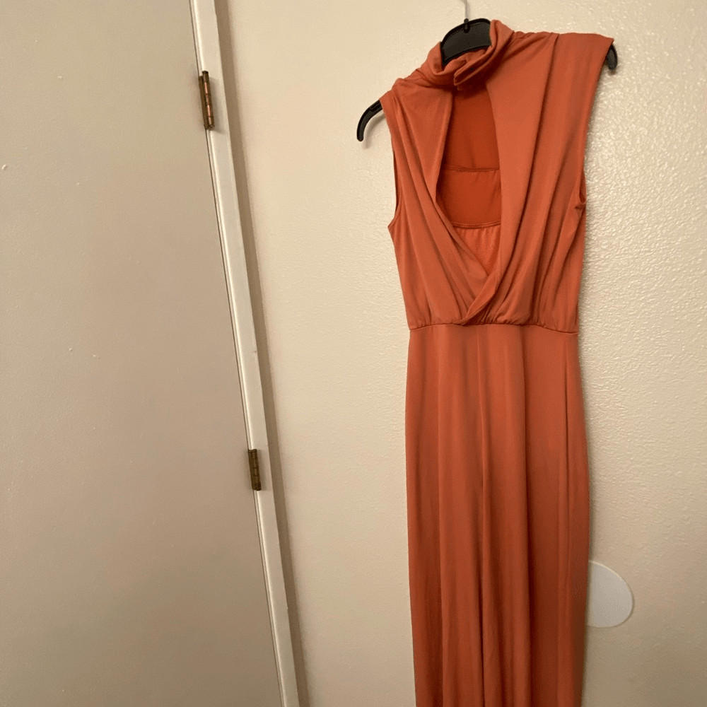 Weissman dance costume coral orange jumpsuit unitard Stitches 14346 SA adult