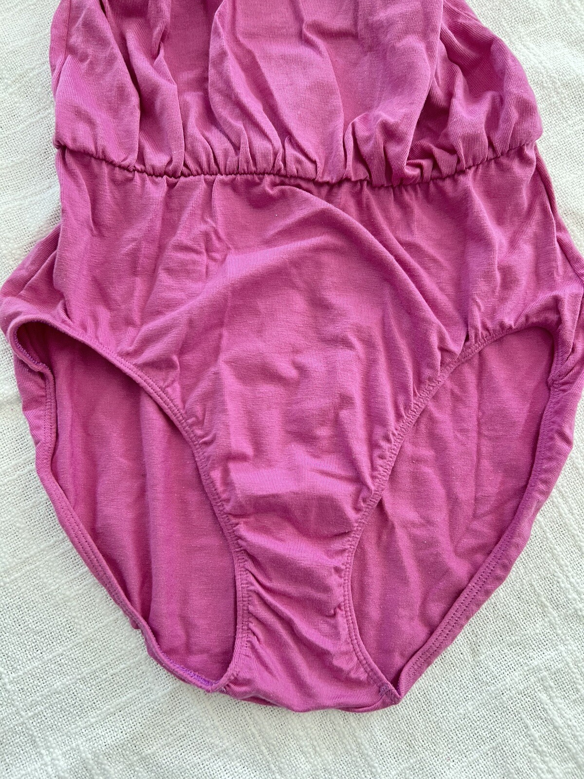NWT Vintage DANSKIN Blouson Leotard One-Piece Purple Cotton Blend Sz Large USA