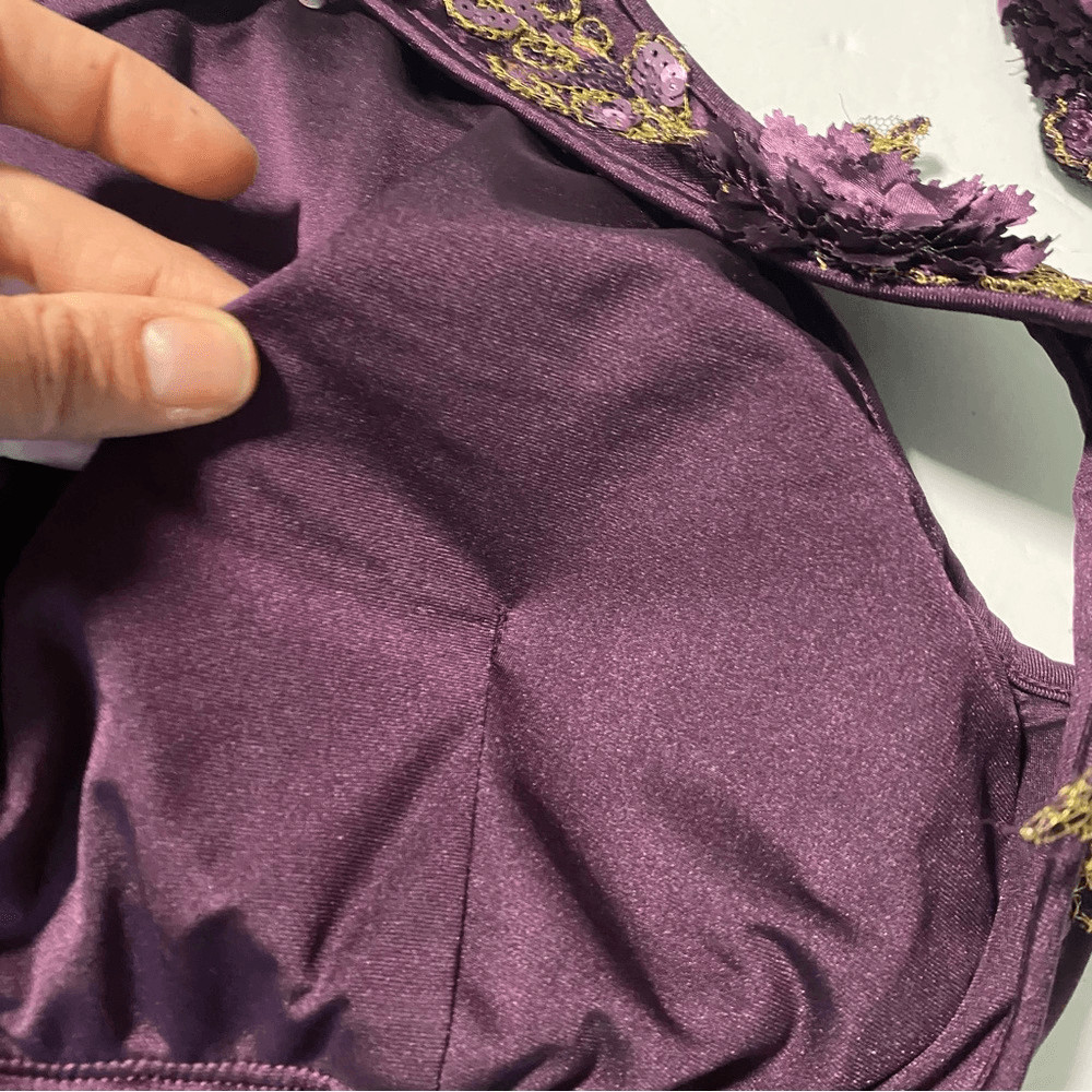 Glamour solo dance costume custom purple lace embroidered MA-Medium adult