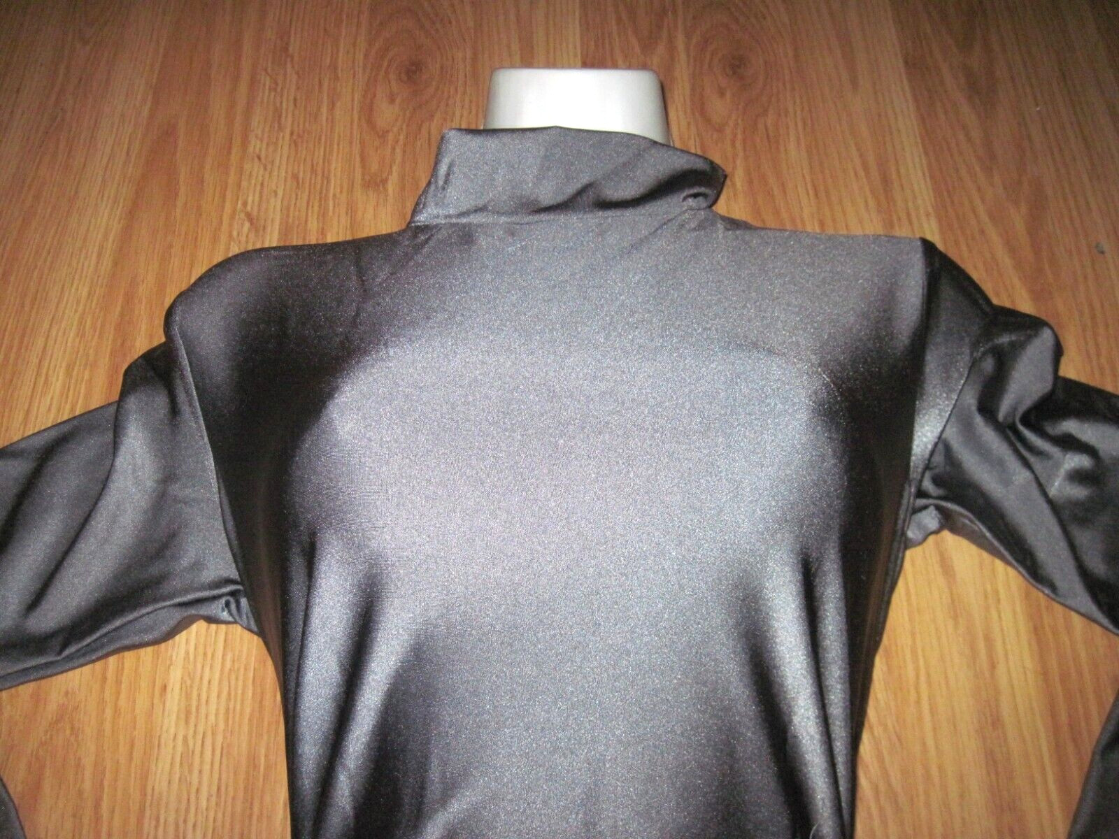 Plus Size Shiny Dark Gray Spandex Long Sleeve T-Neck Leotard Size 3XL-XXXL New