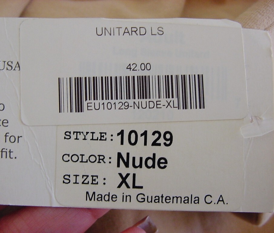 NWT $42 Women’s Nude EUROTARD Long Sleeves & Legs Scoop Neck & Back Line XL