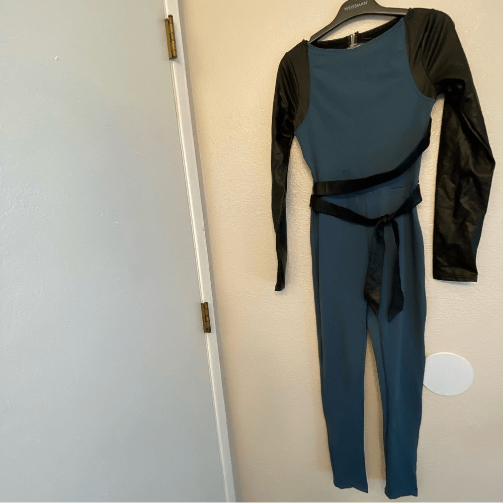 WEISSMAN Elite Dance Costume unitard teal blue Landfill NV13063 mature adult XSA