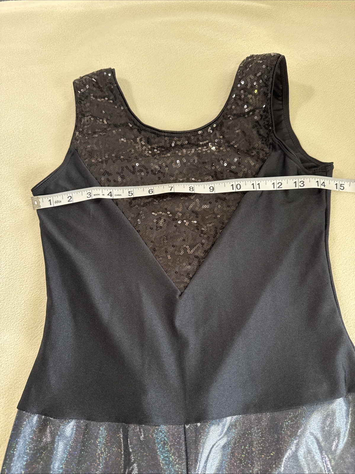 Revolution Tenth House Dance unitard solo costume MA adult Medium Black Sequin