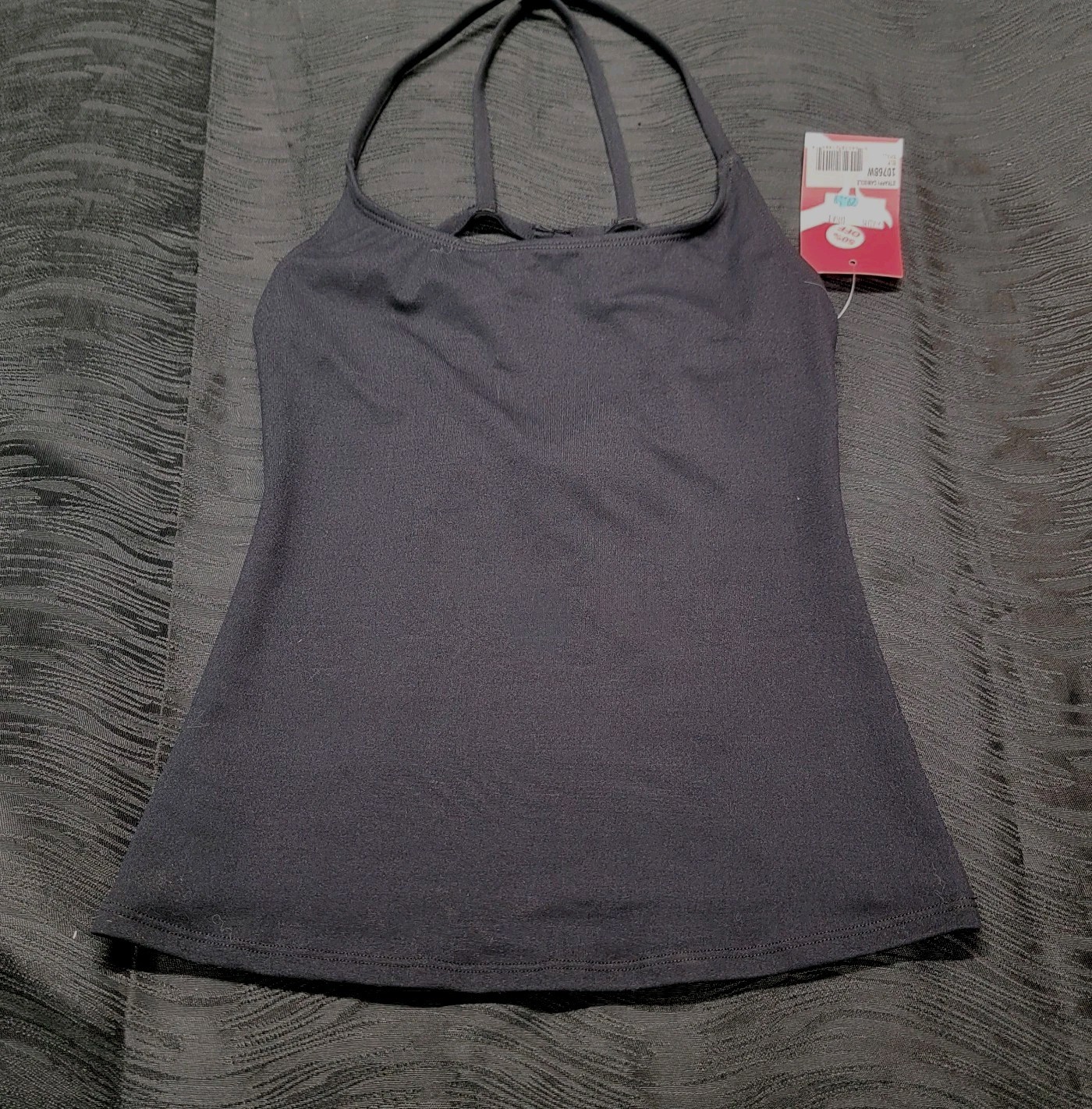 Capezio Strappy Camisole Tank Leotard Black Scoop Neckline Sheer Back SZ. S