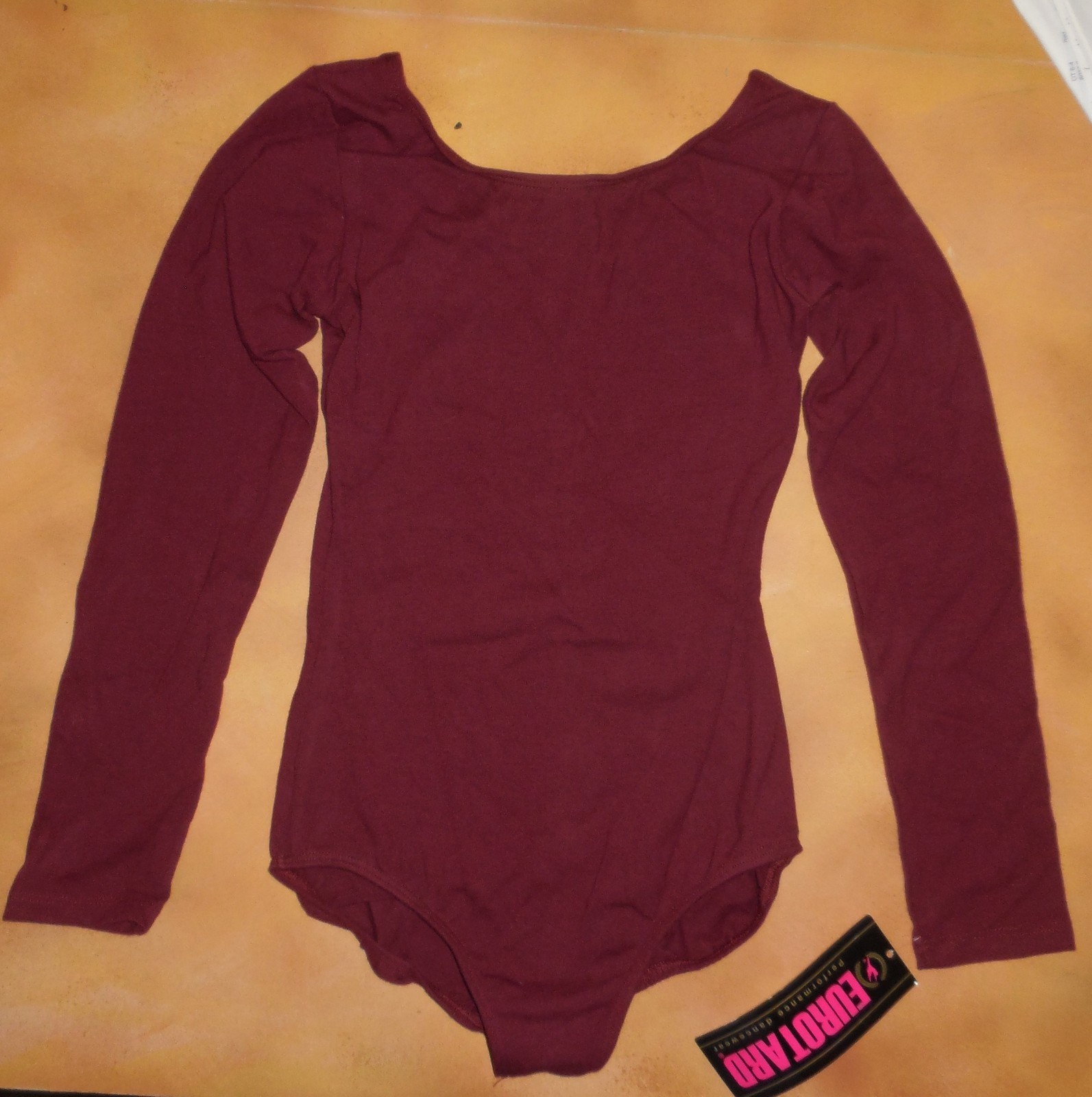 Eurotard Cotton Spandex Long Sleeve Leotard Burgundy Adult sizes 10265 lined