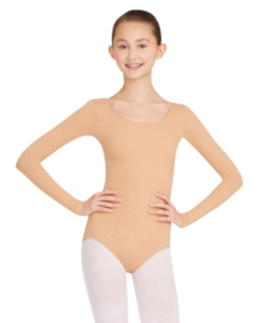 CAPEZIO Women’s Team Basic Long Sleeve Leotard Size XS – Light Suntan/Tan NWT