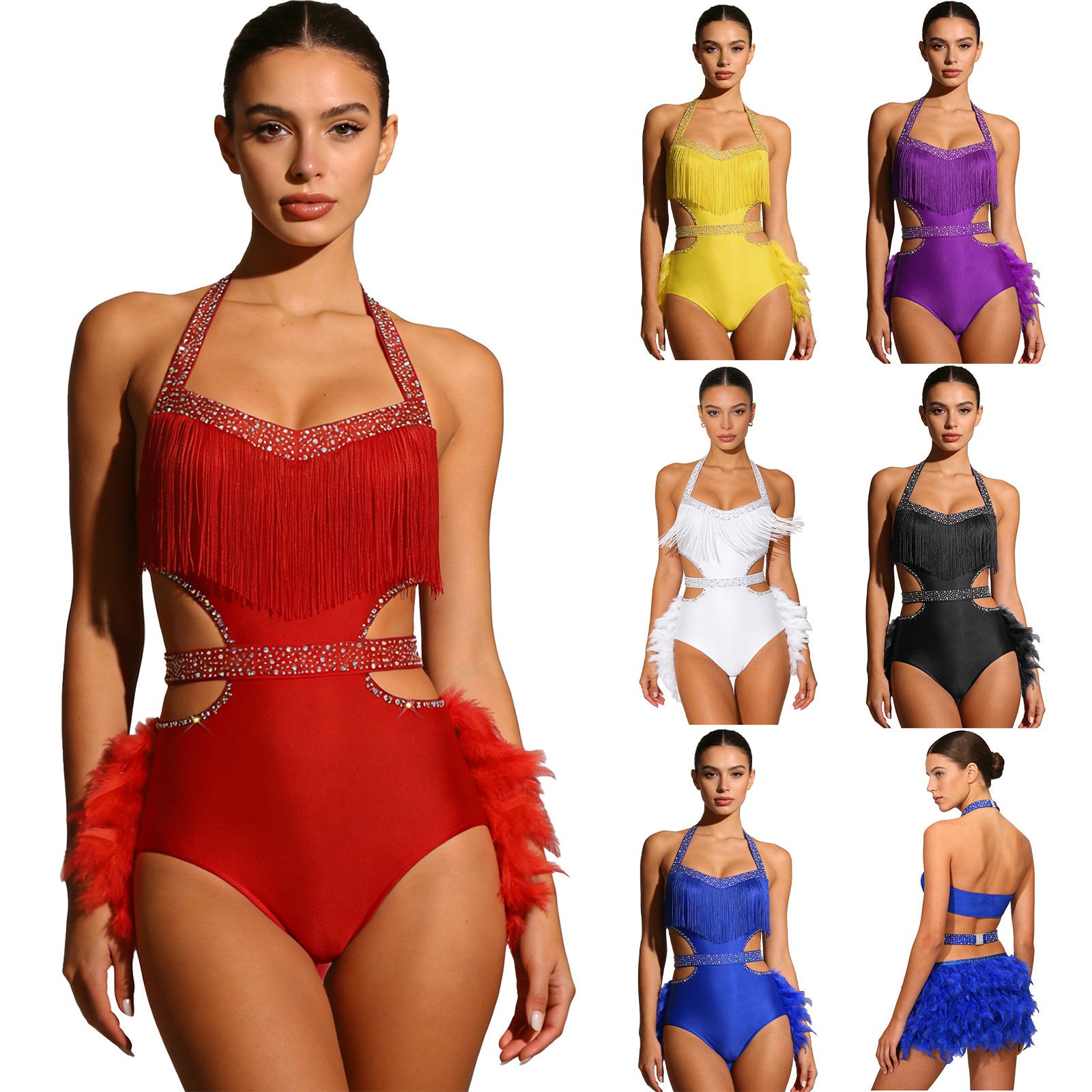 US Womens Bodysuit Dresses Leotard Sleeveless Jumpsuit Competition Glittery Sexy