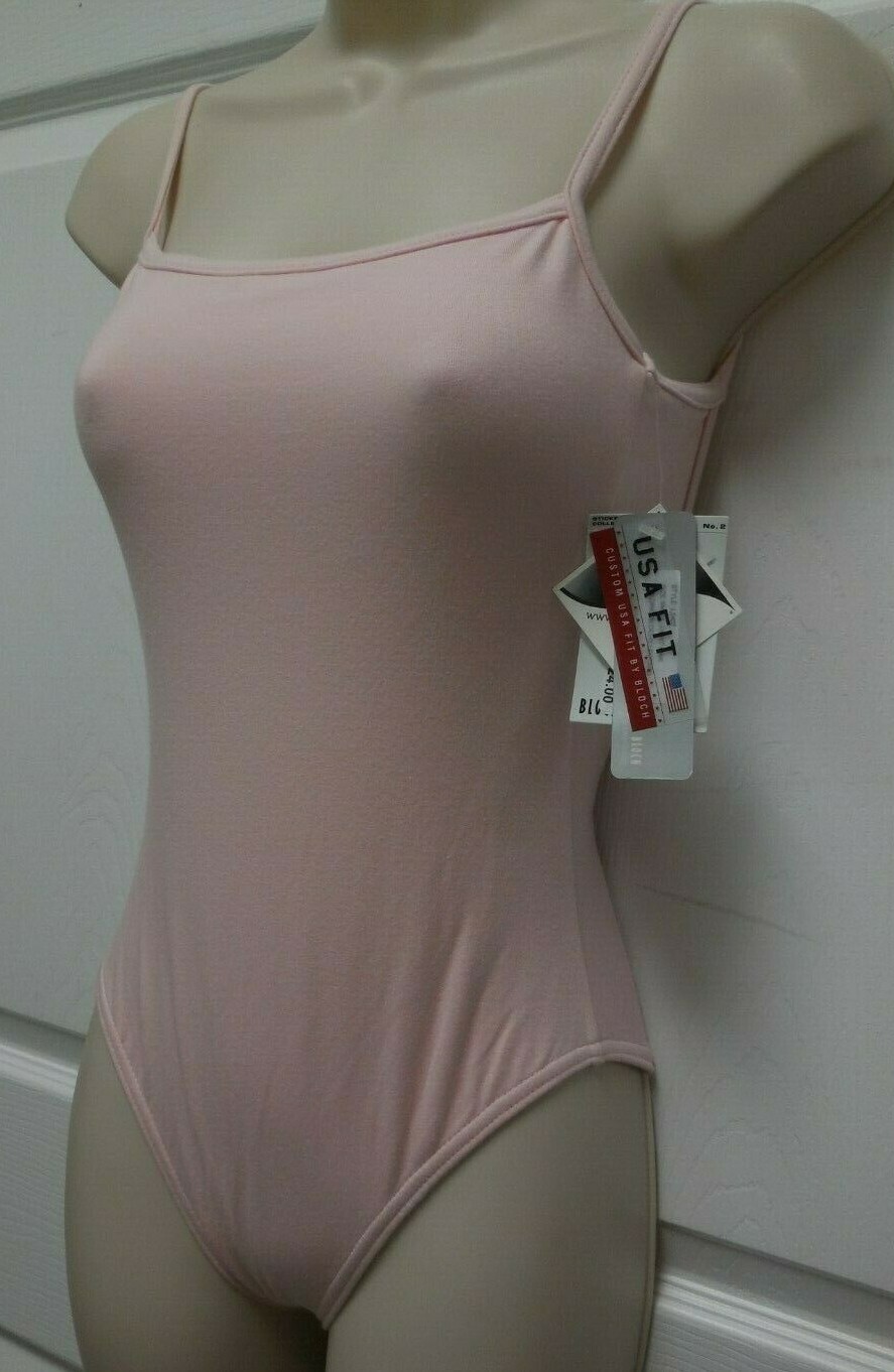 NWT Dance Bloch Lt Pink Cotton Camisole Leotard Low Back Petite Adult L5407