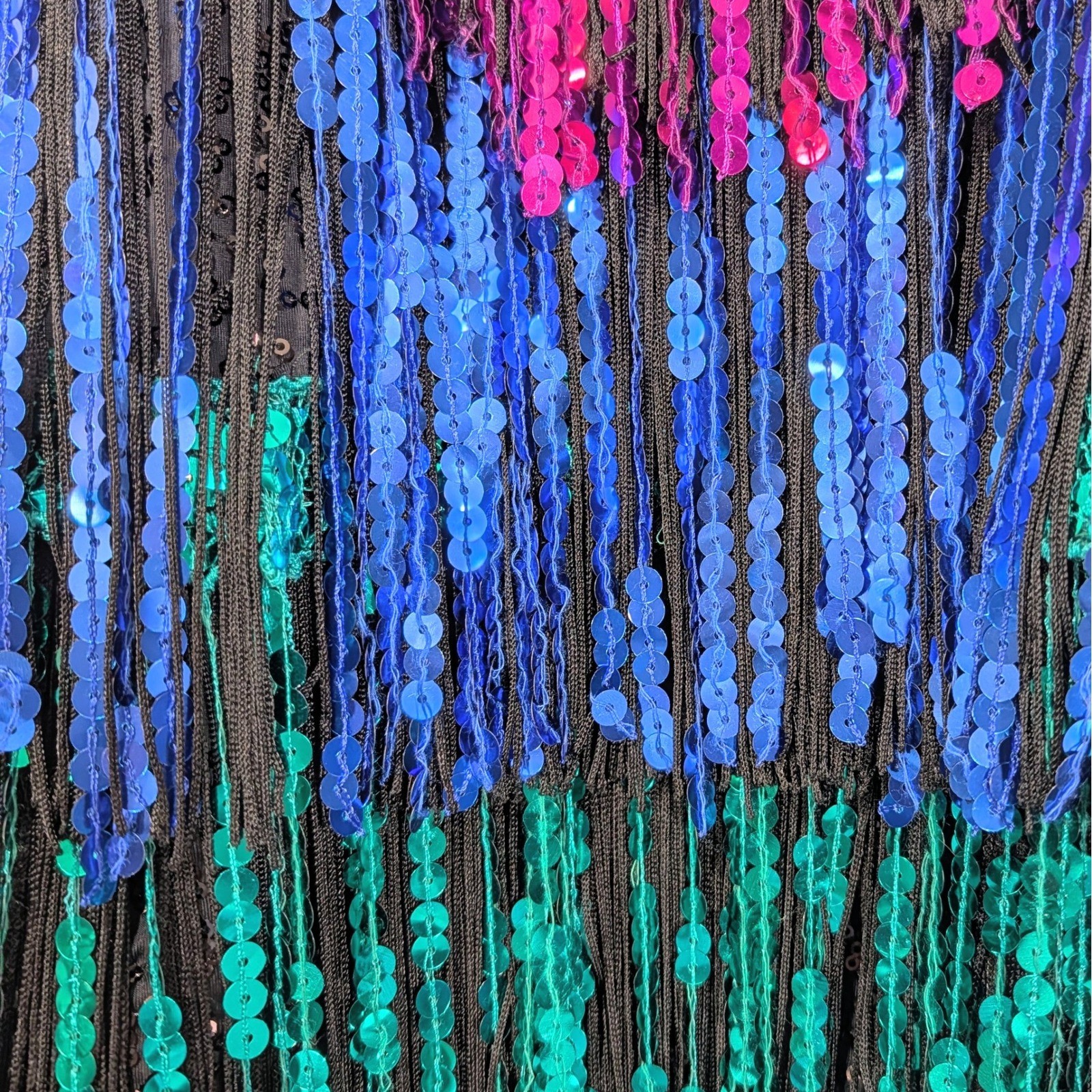Weissman Style 10926 SA Sequin Fringe Dance Costume Leotard Blue Pink Green