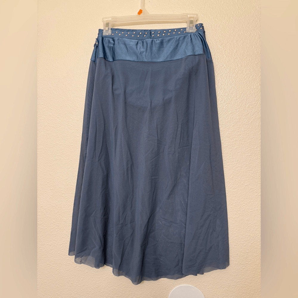 Custom solo dance costume 2 piece light blue long skirt SA-Small adult