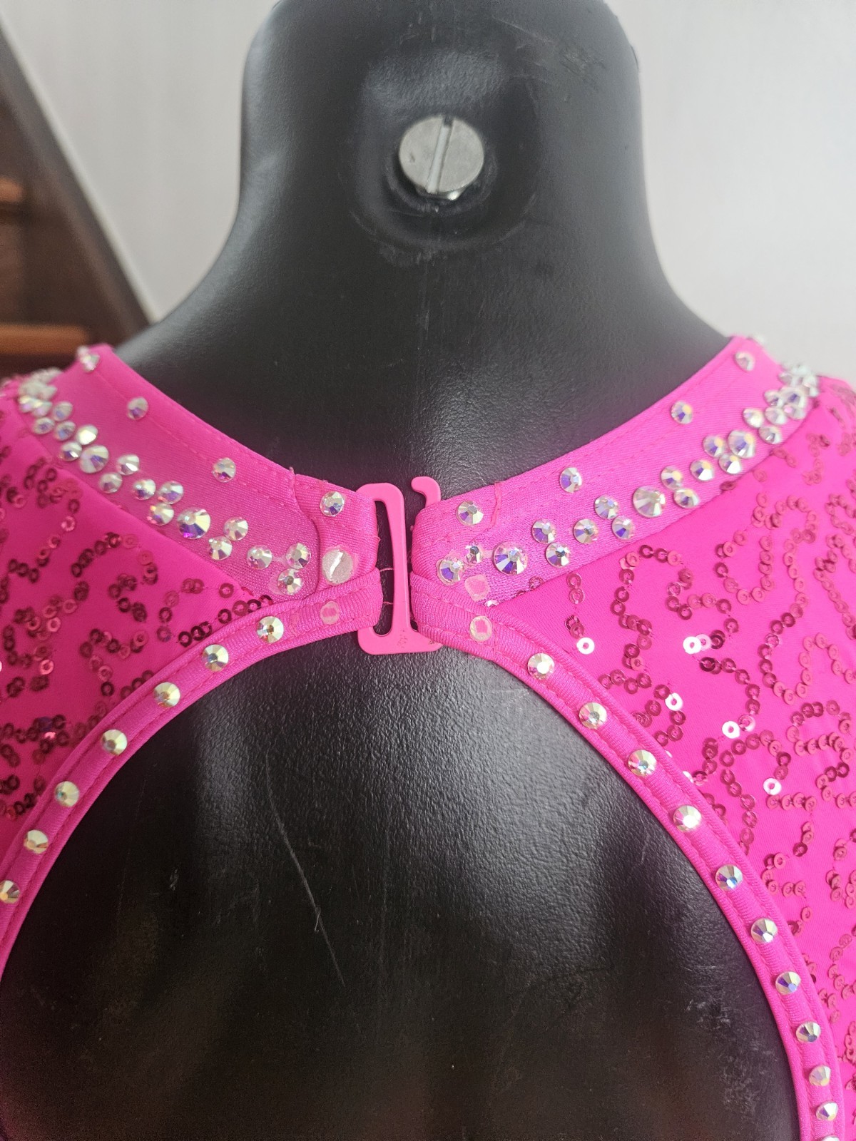 Balera Leotard Pink Sequin Rhinestone Dance Adult Small Long Sleeve Shines!