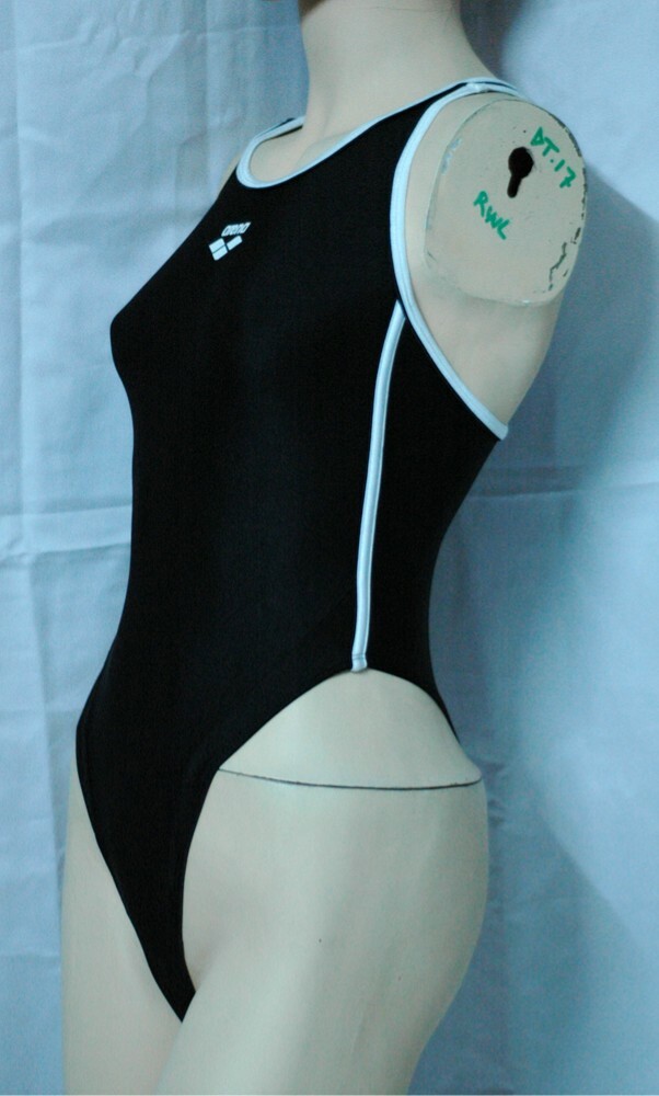 Black White Stripe Y ARENA Back Spandex Leotard for Women size 8 Small